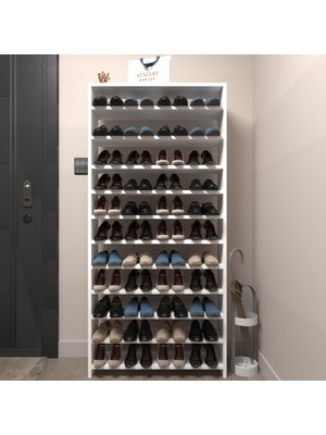 Kenzlife Ayakkabılık Mısri Mat Beyaz Suntalam 170*080*20 Kırkdört Çift Ayakkabı Kapasitesi Arkalıksız