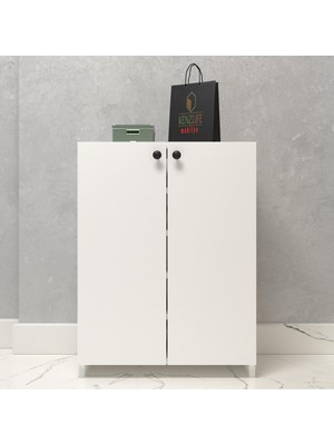 Kenzlife Kapaklı Ayakkabılık Bosnevi Mat Beyaz Suntalam 080*060*30 Onbeş Çift Ayakkabı Kapasitesi Arkalıksız