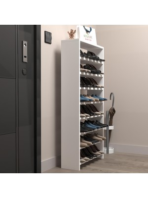 Kenzlife Ayakkabılık Mısri Mat Beyaz Suntalam 125*060*20 Yirmidört Çift Ayakkabı Kapasitesi Arkalıksız