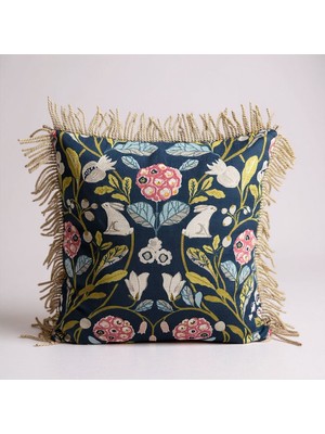 Çiçekli Püsküllü Kırlent Kılıfı