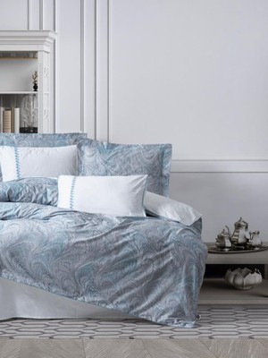 Çift Kişilik Elit Saten Nev Takımı Stilla Mavi