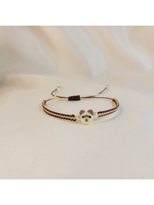 Crystal Atelier Ayı Figürlü Makrome Örgü Bileklik, El Yapımı Sevimli Tasarım, Sevimli Ayıcık Bileklik, Unisex El Yapımı Ayarlanabilir Şık Tasarım, Minimalist Takı, Günlük Kullanım Için Modern Bileklik