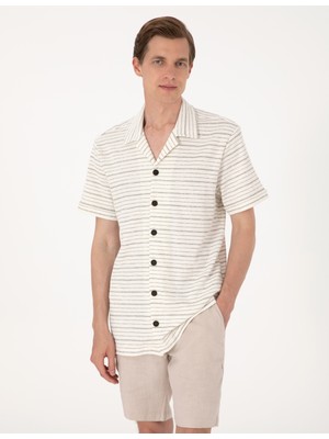 Pierre Cardin Erkek Bej Regular Fit Örme Gömlek 50303892-VR011