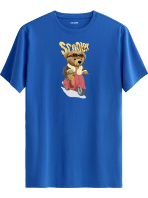Scooter Ayıcık Baskılı Uniseks Tişört - %100 Pamuk Premium Kumaş Regular Tasarım T-Shirt