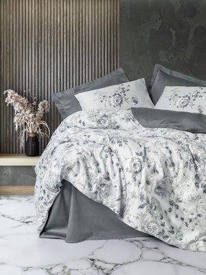 Moale Gri Saten Nev Takımı Çift Kişilik