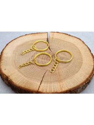 Eyfel 100 Adet - 25 mm Zincirli Anahtarlık Halkası, Anahtarlık Zinciri Anahtarlık Aparatı, Gold Anahtarlık