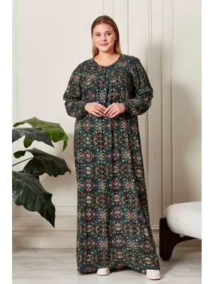 Kadın Büyük Beden Etnik Desen Robalı Elbise