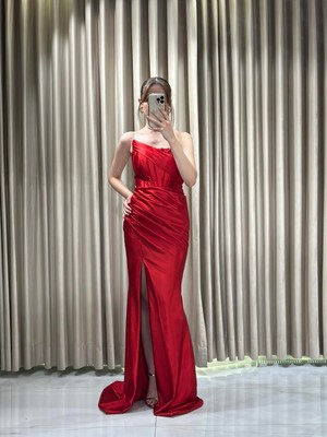 Kırmızı Balık Model Taşlı Abiye 5156