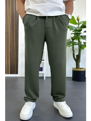 Erkek Rahat Kalıp Pileli Pantolon Yeşil EDW402