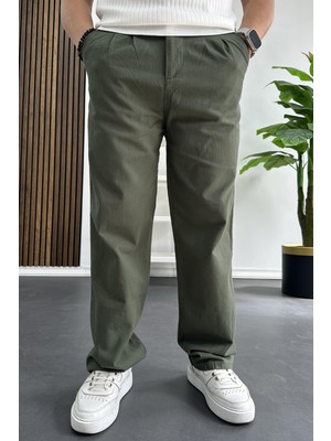 Erkek Rahat Kalıp Pamuklu Pantolon Yeşil EDW408