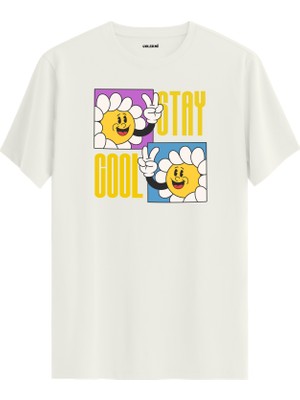 Gülümseyen Çiçek Karakter Stay Cool Tasarım Tişört