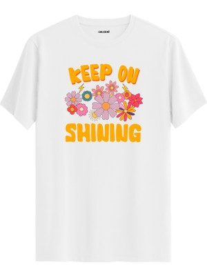 Keep On Shining Baskılı %100 Pamuk Tişört