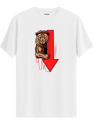 Ayı ve Grafik Ok Tasarımlı Unisex Tişört