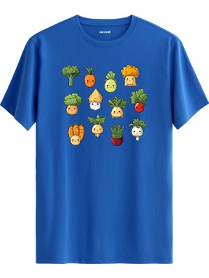 Sebze Karakterleri Baskılı %100 Pamuk Tişört