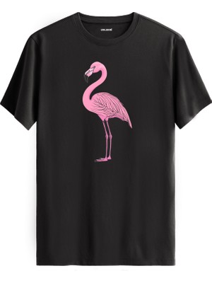 Flamingo Baskılı Uniseks %100 Pamuk Premium Kumaş Tişört