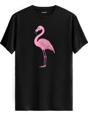 Flamingo Baskılı Uniseks %100 Pamuk Premium Kumaş Tişört