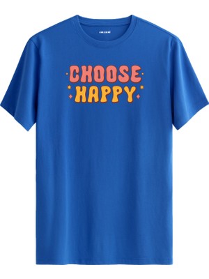 "choose Happy" Yazılı %100 Pamuk Tişört