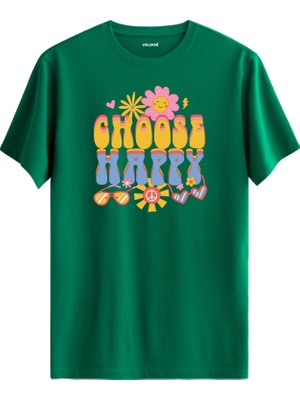 "choose Happy" Retro Hippie %100 Pamuk Tişört