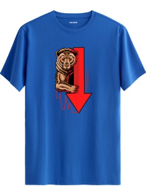 Ayı ve Grafik Ok Tasarımlı Unisex Tişört