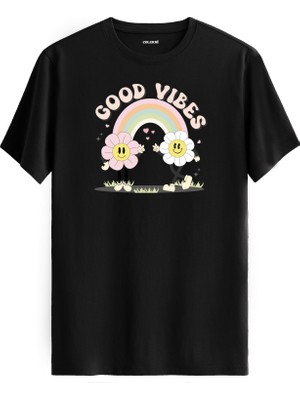 Good Vibes Çiçek Karakter Tasarım Tişört