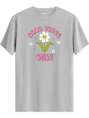 Good Vibes Only Çiçek Tasarım Baskılı Tişört