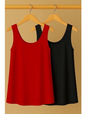 2 Adet A Kesim Rahat Kalıp Basic Kalın Askılı Atlet Tişört