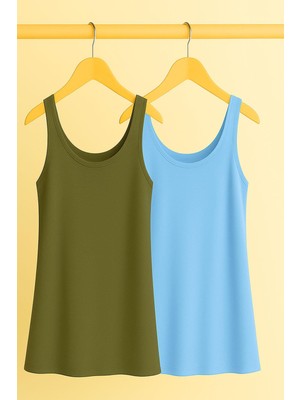 2 Adet A Kesim Rahat Kalıp Basic Kalın Askılı Atlet Tişört