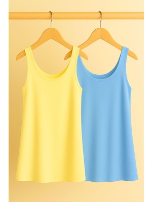 2 Adet A Kesim Rahat Kalıp Basic Kalın Askılı Atlet Tişört