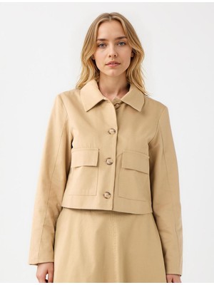 Jimmy Key Deve Tüyü Düz Kesim Gömlek Yaka Uzun Kollu Gabardin Ceket