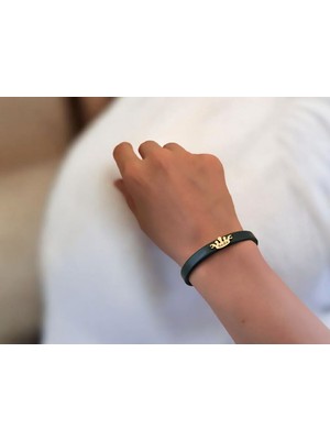 14 Ayar Plakalı Altın Seda Ismine Özel Koyu Yeşil Derili Taç Figürlü Hediye BILEKLIK-639ISIM