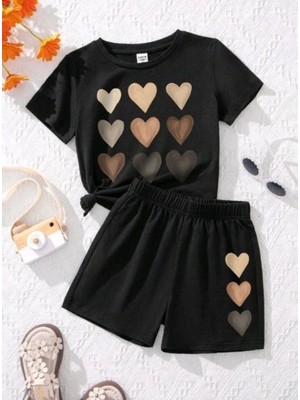 Kız Çocuk Yazlık Takım Kısa Kollu Tişörtve Şort