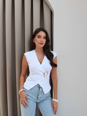 Kruvaze Gold Tokalı Bluz