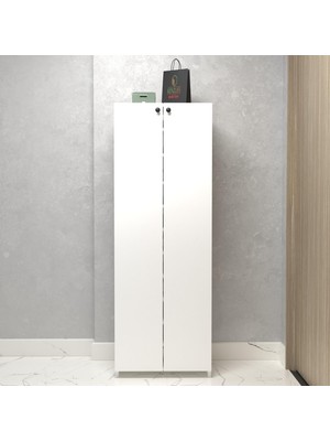 Kenzlife Kapaklı Ayakkabılık Bosnevi Mat Beyaz Suntalam 170*040*30 Yirmiiki Çift Ayakkabı Kapasitesi Arkalıksız