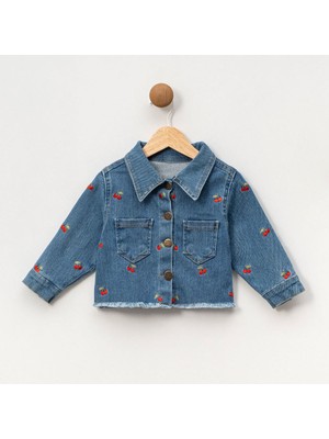 Kız Çocuk 1-4 Yaş Kiraz Nakışlı Ceket