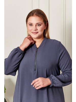 Kadın Büyük Beden Ayrobin Kumaş Tunik
