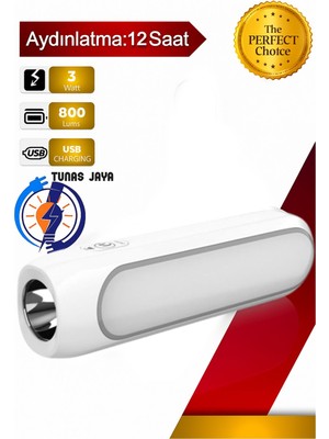 Taşınabilir Şarjlı El Feneri, Çift Aydınlatmalı LED Işık, Acil Durum ve Kamp Lamba 12 Saat Kullanım