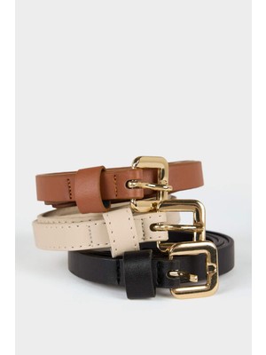 DeFacto Kadın Suni Deri 3'lü Jean Kemeri F1902AXNS