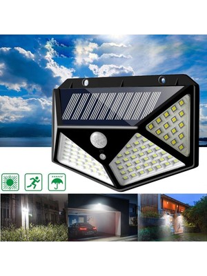 Sge Teknoloji Siyah Solar Güneş Enerjili Hareket Sensörlü 4 Taraflı Bahçe Garaj Ev Aydınlatma Lambası