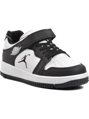 Siyah-Beyaz Çocuk Spor Ayakkabı Cool Haykat Kısa F