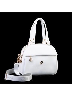 Nas Bag Kadın Çok Gözlü El Omuz ve Çapraz Çantası ( 25X20 Cm) Beyaz  Victoria