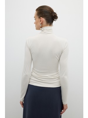 Fermuar Detaylı Yarım Balıkçı Bluz Taş K2623841_044