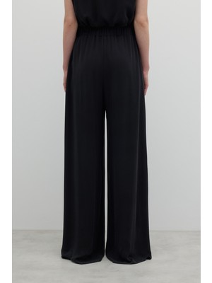Beli Lastikli Geniş Paça Pantolon Siyah K2612040_001