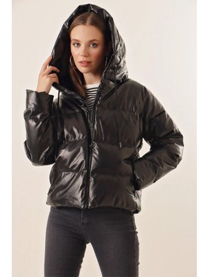 Bizcomoda 5114 Oversize Deri Mont - Siyah