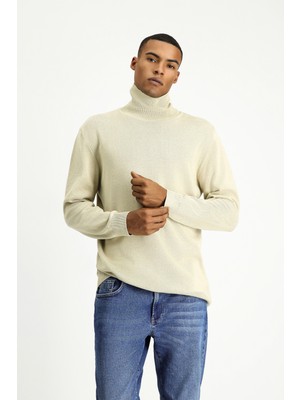 Balıkçı Yaka Regular Fit Pamuklu Triko Kazak