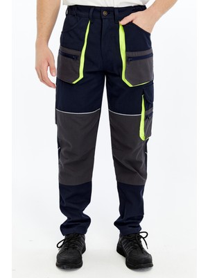 Uniprom Iş Pantolonu Lizbon Plus Model Çok Cepli Harman Kumaş Lacivert