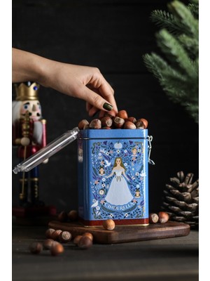 Evle ER043-U9 Tales Cinderella Desenli Dikdörtgen Metal Saklama Kabı 8X10 cm