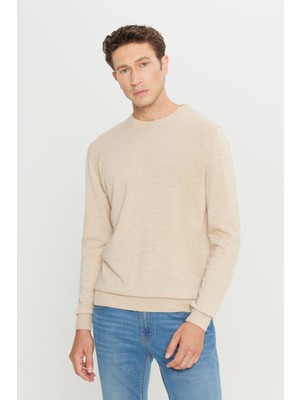 ALTINYILDIZ CLASSICS Erkek Bej Standart Fit Normal Kesim Bisiklet Yaka Triko Kazak