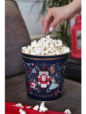 Evle Tales Nutcracker Desenli Patlamış Mısır Kovası, 17.5 x 17 Cm, 2.6 Lt ER149-V1
