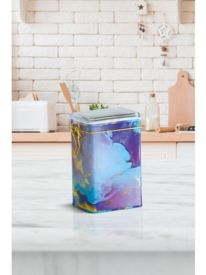 Evle Dikdörtgen Metal Kutu, 75x100x150 mm, Şeffaf Kilitli Kapak, 1 lt, Liquid Purple
