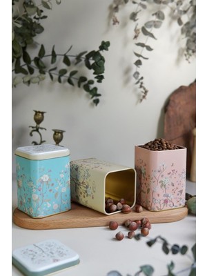 Evle ERB25U2 Kare Metal Saklama Kabı 87X87X125, 3 Lü Set, Botanica